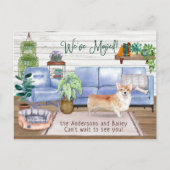 Carte Postale Faire-part Corgi Mignon S'installant dans sa Nouvelle Maison (Devant)