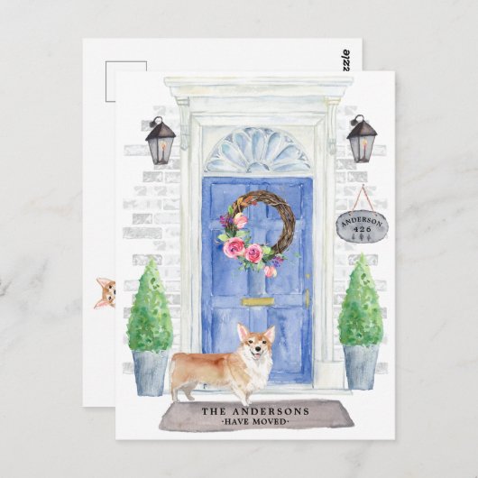 Carte postale Faire-part Corgi Moving (Devant / Derrière)