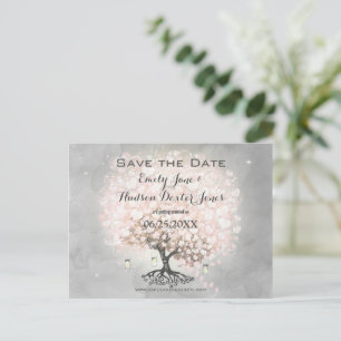 Carte Postale Faire-part Cornouiller pâle Rose Arbre à feuilles en cœur Ois