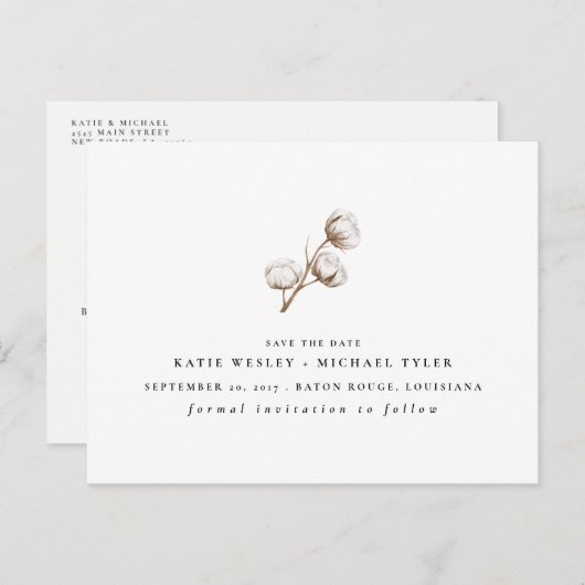 Carte Postale Faire-part Coton rustique (Devant / Derrière)