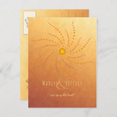 Carte Postale Faire-part Coucher de soleil ombré points ensoleillés mandala (Devant / Derrière)