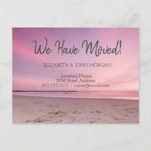 Carte Postale Faire-part Coucher de soleil rose sur la plage en mouvement