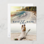 Carte Postale Faire-part Coucher de soleil sur la plage paradisiaque côtièr (Devant / Derrière)