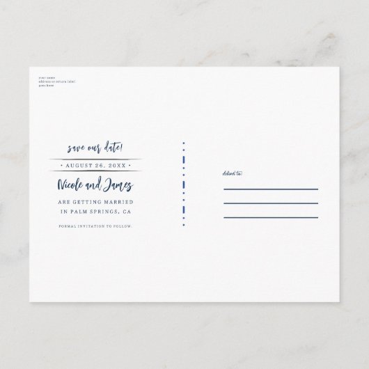 Carte Postale Faire-part Coucher de soleil sur la plage paradisiaque côtièr (Dos)