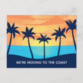 Carte Postale Faire-part Coucher de soleil sur un palmier Changement d'adre (Devant)