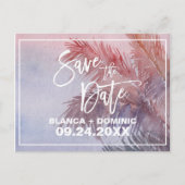 Carte Postale Faire-part Coucher de soleil tropical Enregistrer la date (Devant)