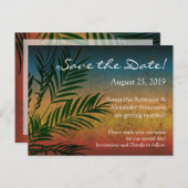 Carte Postale Faire-part Coucher de soleil tropical Palmes de plage Enregis (Devant / Derrière)