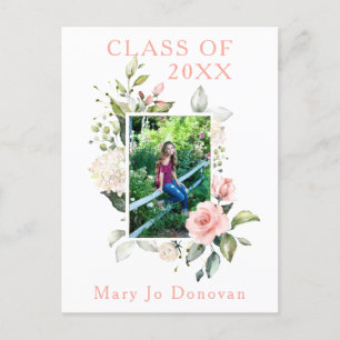 Carte Postale Faire-part Couleur d'eau rose Roses Cadre de deux photos