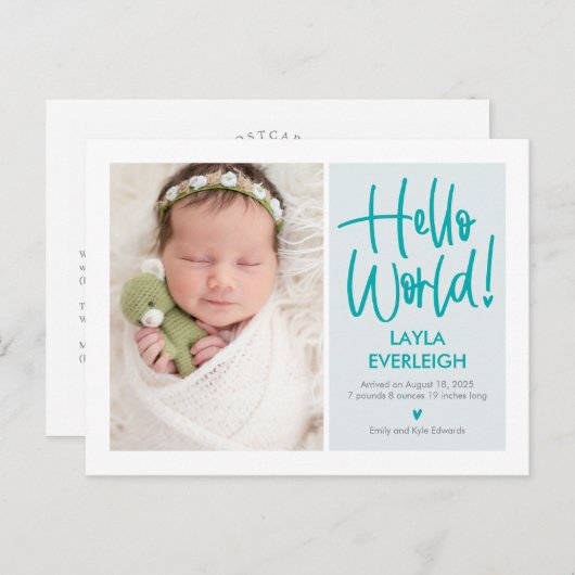 Carte postale Faire-part couleur modifiable Hello  (Devant / Derrière)