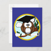 Carte Postale Faire-part Couleurs de l'école de Chouette Bleu (Devant / Derrière)