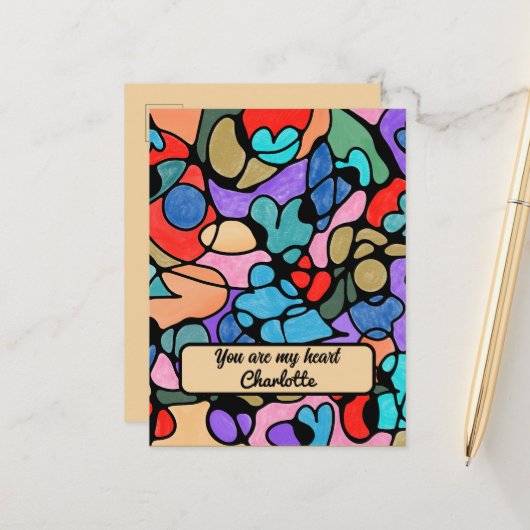 CARTE POSTALE FAIRE-PART COULEURS D'EAU NUMÉRIQUE NEUROGRAPHIQUE (Devant/Arrière en situation)