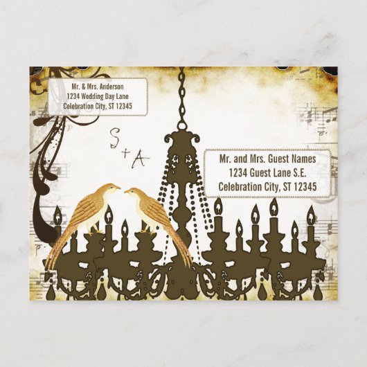 Carte Postale Faire-part Country Chic Rustic Chandelier Enregistrer la date (Dos)
