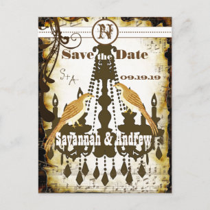 Carte Postale Faire-part Country Chic Rustic Chandelier Enregistrer la date