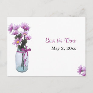 Carte Postale Faire-part Country Daisies Mason Jar - Enregistrer la date Ca