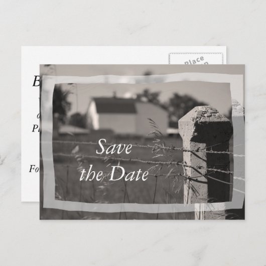 Carte Postale Faire-part Country Farm Wedding Enregistrer la date Faire-par (Devant / Derrière)
