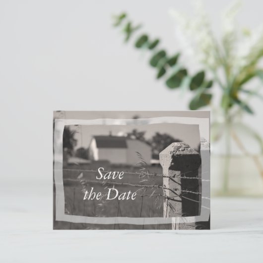 Carte Postale Faire-part Country Farm Wedding Enregistrer la date Faire-par (Debout devant)
