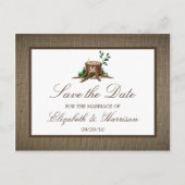 Carte Postale Faire-part Country Rustic Burlap Monogramme Arbre Enregistrer (Devant)
