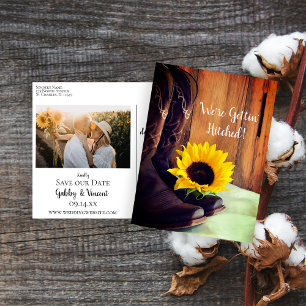 Carte Postale Faire-part Country Sunflower Western Grange Mariage