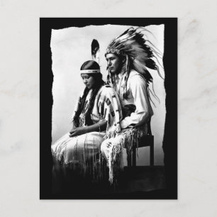 Carte Postale Faire-part Couple Amérindien vintage tribu Bannock 
