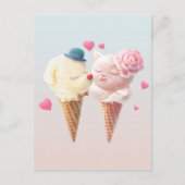 Carte Postale Faire-part Couple de glace – Amour au premier coup de langue (Devant)