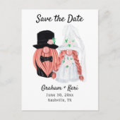 Carte Postale Faire-part Couple Gnome Mariage mignon Enregistrer la date (Devant)