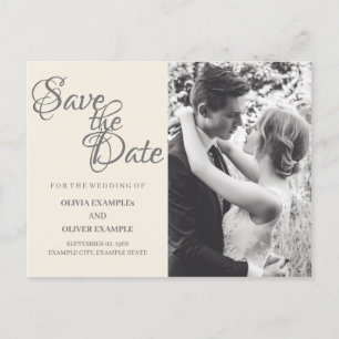 Carte Postale Faire-part Couple Mariage baiser en monochrome