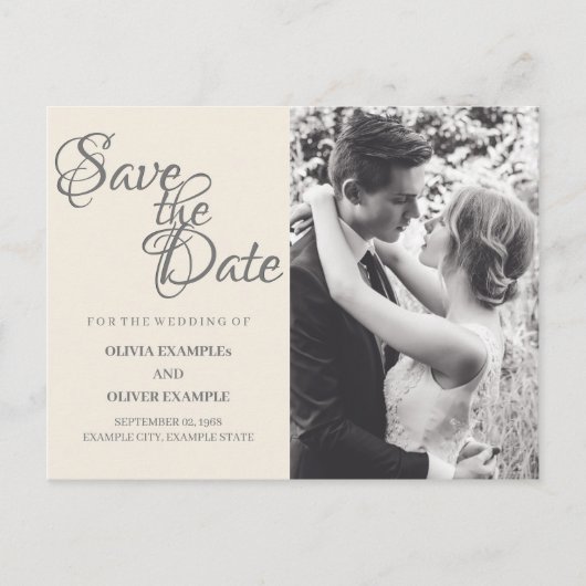 Carte Postale Faire-part Couple Mariage baiser en monochrome (Devant)