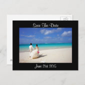Carte Postale Faire-part Couple mariage sur une plage Enregistrer la date (Devant / Derrière)