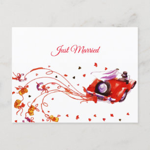 Carte Postale Faire-part Couple marié tout juste marié aquarelle