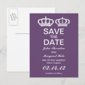 Carte Postale Faire-part Couple Royal Améthyste Save the Date (Devant / Derrière)