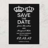 Carte Postale Faire-part Couple Royal Noir Blanc Save the Date (Devant)