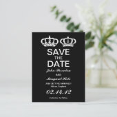 Carte Postale Faire-part Couple Royal Noir et Blanc Save the Date (Debout devant)
