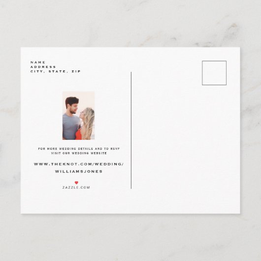 Carte Postale Faire-part Couple Simple Deux Photos Noir  Enregistrer La Dat (Dos)