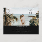 Carte Postale Faire-part Couple Simple Deux Photos Noir  Enregistrer La Dat (Devant)