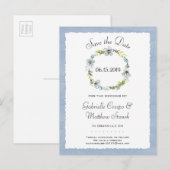 Carte Postale Faire-part Couronne bleue Élégance Mariage Sauvegarder la dat (Devant / Derrière)