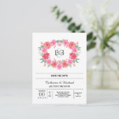 Carte Postale Faire-part Couronne d'aquarelle romantique rose (Debout devant)