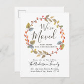 Carte Postale Faire-part Couronne d'automne Nous avons déménagé dans une no (Devant / Derrière)