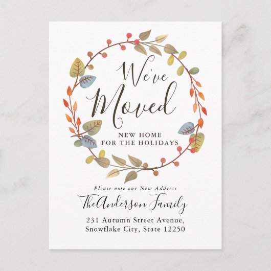 Carte Postale Faire-part Couronne d'automne Nous avons déménagé dans une no (Devant)