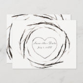 Carte Postale Faire-part Couronne de bâtons rustiques Branches Épargnez la (Devant / Derrière)