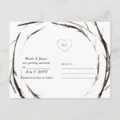 Carte Postale Faire-part Couronne de bâtons rustiques Branches Save the Dat (Dos)