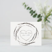 Carte Postale Faire-part Couronne de bâtons rustiques Branches Save the Dat (Debout devant)