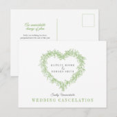 Carte Postale Faire-part Couronne de coeur en gui vert annulation de mariag (Devant / Derrière)
