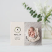 Carte Postale Faire-part Couronne de feuillage rustique photo annonce de na (Debout devant)