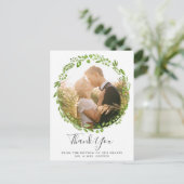 Carte Postale Faire-part Couronne de feuilles d'olive rustique Photo de mar (Debout devant)