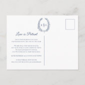 Carte Postale Faire-part Couronne de feuilles ovales monogramme annulation (Dos)