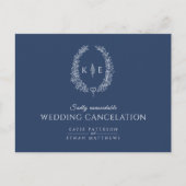 Carte Postale Faire-part Couronne de feuilles ovales monogramme annulation (Devant)