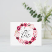 Carte Postale Faire-part Couronne de fleurs roses de Bourgogne et rousse En (Debout devant)