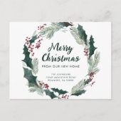 Carte Postale Faire-part Couronne de houx Joyeux Noël de la part de votre n (Devant)