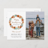 Carte Postale Faire-part Couronne de l'automne de Thanksgiving Photo Fêtes (Devant / Derrière)