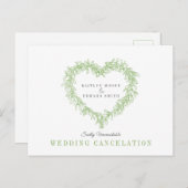 Carte Postale Faire-part Couronne de mariage en gui vert annulation de mari (Devant / Derrière)